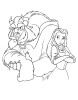 A coloring page of beauty and the beast